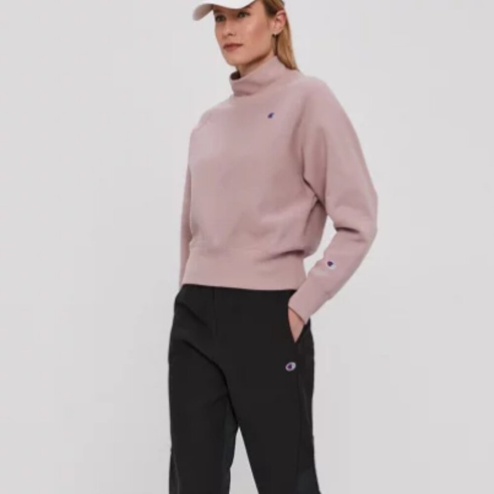 Champion |Cozy Mock Neck Cropped Sweatshirt Hush Pink Women's Large